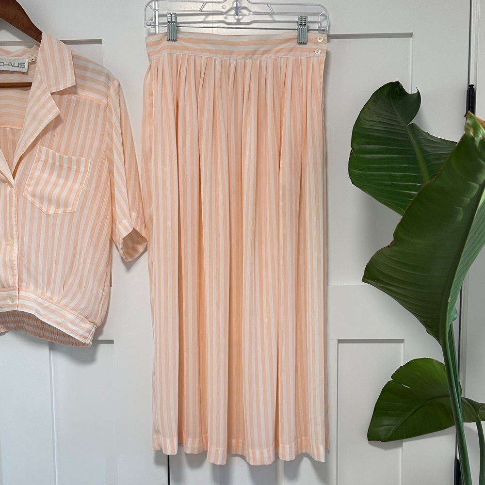 Super Chic Shear Chaus Peach Striped Skirt Set - Picture 3 of 11